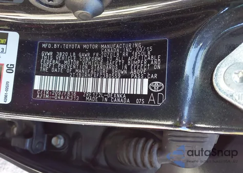 2015 Toyota Corolla Le Plus из США, поврежденный, VIN 2T1BURHEXFC380559